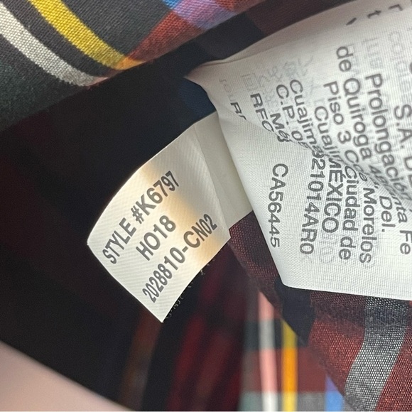 J Crew Jewel Button Tartan Plaid Funnel Top K6797 - Sz 4P - Picture 12 of 12